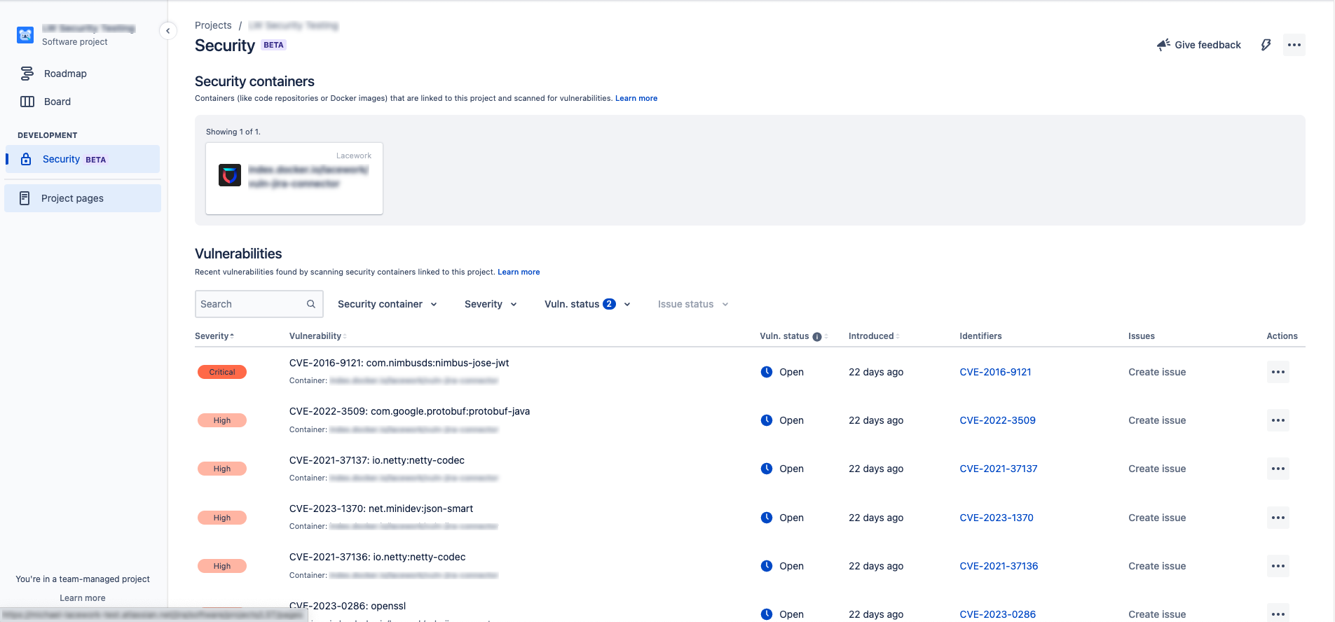 Security in Jira - Lacework Integration
