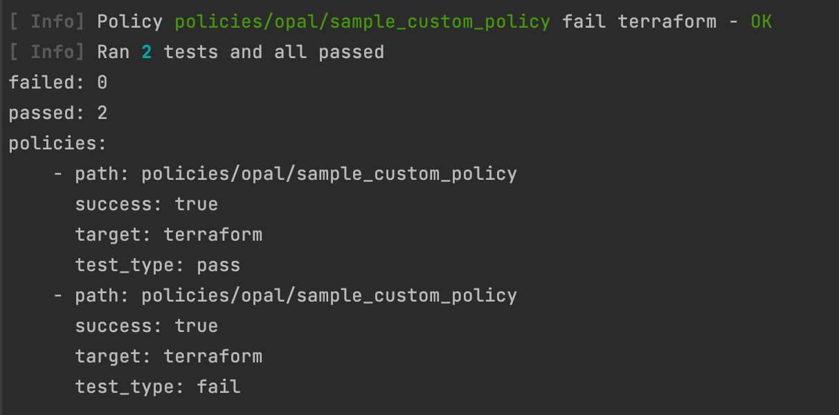 Custom Policy Test Results