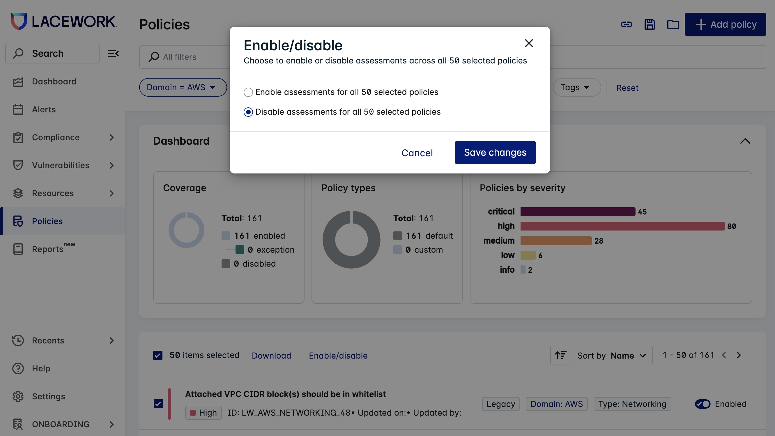 Policies batch select disable