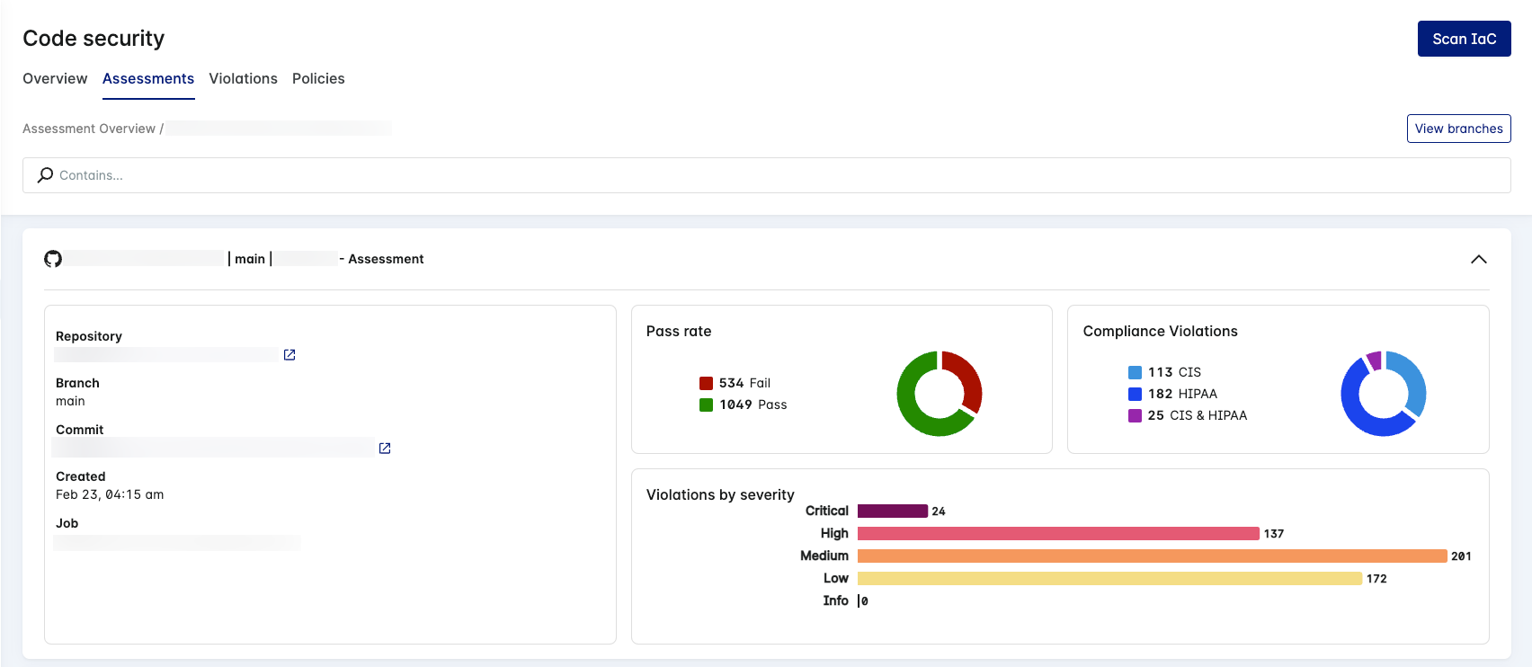 Repository Assessment Details Page